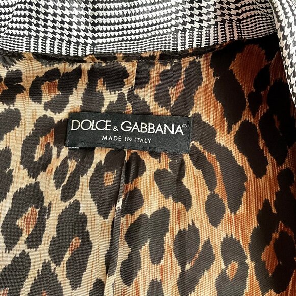 Dolce & Gabbana Houndstooth Prince of Wales Check Leather Suit Blazer & Pants - Picture 4 of 13